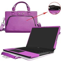 Huawei Matebook D Case 2 In 1 Accurately Designed Protective Pu Leather Cover + Portable Carrying Bag For 15.6" Huawei Matebook D Series Laptop Purple