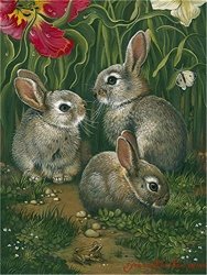 Diy Oil Paint By Number Kit For Adults Beginner 16X20 Inch - Three Small Rabbits Drawing With Brushes Christmas Decor Decorations Gifts Frame