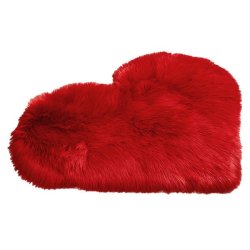 Faux Fur Heart Rug 70CM X 90CM - Red