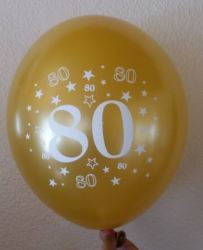 Gold 80TH Birthday Party Balloons- Helium Quality 12