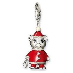 Charms - Clip On - Christmas Bear - Red Enameled