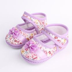 Baby Girls Toddler Bow Flower Shoes Spring autumn Footwear first Walkers - Blue 3