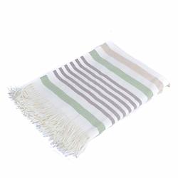 Aranda Textile Mills Decorative Throw Blanket - Melody Fifth Avenue 60"X80" Bone soft Green Large Size Stripe Design Homeware Fashion