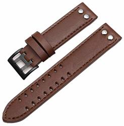 20MM 22MM Leather Watch Band Strap Fits For Hamilton Khaki Field Aviation H70595593 20MM Brown Black Buckle