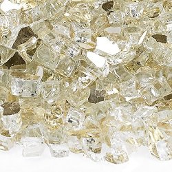 American Fireglass 5-POUND Reflective Fire Glass With Fireplace Glass And Fire Pit Glass 1 4-INCH Gold