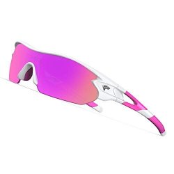 Torege TR90 Flexible Kids Sports Sunglasses Polarized Glasses For Junior Boys Girls Age 3-12 TR04 White&pink&purple Revo Lens