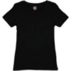 Ladies Black Crewneck T-Shirt S-xxl