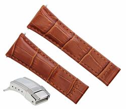 Leather Strap For Rolex Daytona 16518 16519 Watch Tan 5DS Regular S steel Clasp