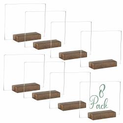 Acrylic Sign Holders With Wood Stands 8 Pack - Small 5X6 Inch Blank Table  Numbers Set For Wedding