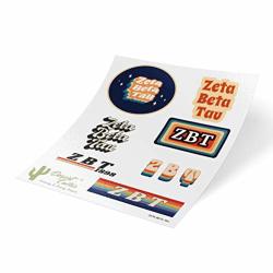 Zeta Beta Tau 70'S Themed Sticker Sheet Decal Laptop Water Bottle Car Zbt Full Sheet - 70'S