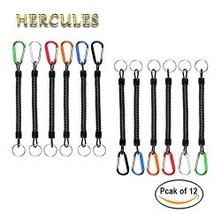 Hercules Fishing Lanyards M1 Safety Ropes Secure Retractable Coiled Tether With Carabiner For Securing Pliers Scissors Lip Grips Grippers Rods Fish Tackle Tools Accessories
