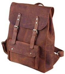 Fc Leather Backpack Leather Rucksack Travel School College Everyday Backpack Soft Leather