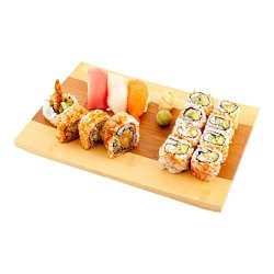 Japanese Sushi Plate Buddha Sushi Plate Wood Sushi Tray - 10.5" 1CT Box - Restaurantware