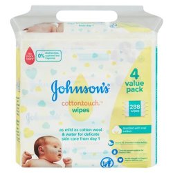 Johnson's Cotton Touch 288 Baby Wipes