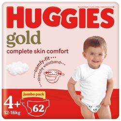Huggies Gold - Size 4+ 12-16KG - 62 Nappies Jumbo Pack