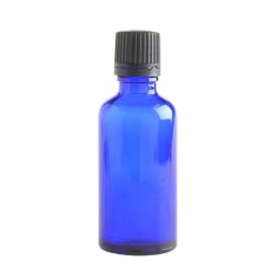 50ML Blue Glass Bottle With Slow Flow Dropper Cap - Black