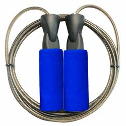 Coorope Aerobic Exercise Boxing Skipping Jump Rope Adjustable Bearing Speed Fitness Skipping Rope Blue Wire