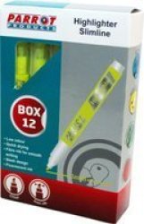 Parrot Slimline Marker Highlighters Box Of 12 - Yellow