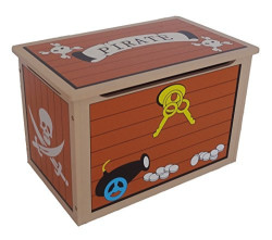Bebe Style Children's Pirate Wooden Treasure Chest Toy Box