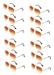 Wodison Classic Kids Aviator Sunglasses Bulk Metal Frame Children Party Eyeglasses 12 Packs