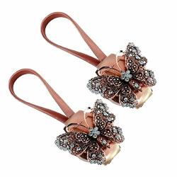 Ying Chic Yyc 1 Pair Magnetic Curtain Buckle Butterfly Curtain Tiebacks Crystal Drape Tie Backs Elastic Rope Copper