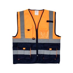 Pioneer Safety Vests Signaling With Zip Id Pocket Orange navy Small