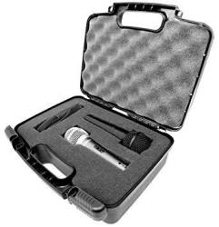 Studiocase Travel Handheld Dual 2 Microphone Hard Case With Foam - Fits Two Shure SM57 SM48 SM58 PG48 Vocal Mics And Sennheiser Or Behringer