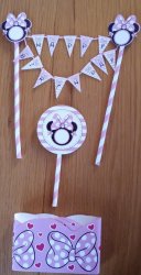 Minnie Mouse Bunting Happy Birthday Cake Topper- Party