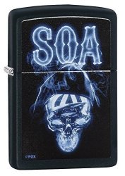 Zippo Sons Of Anarchy Glowing Skull Pocket Lighter Black Matte