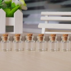 Luo House 50PCS 16X24MM Cute Extra Small MINI Clear Glass Bottle Vials Wishing Beads Bottle With Cork 1.5ML