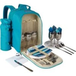 Bushtec Picnic Backpack With Stainless Steel Flatware & Goblets 6 Person