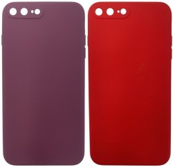 Maroon And Red Liquid Silicone Cover For Iphone 7 8 Plus - 2 Pack