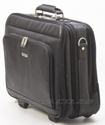 Largess Leather Laptop Bag With Wheels Black