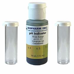 Biopharm Wide Range Ph Indicator Solution 30 Ml With 2 Empty Capped Test Tubes Easy To Read 0.5 Ph Increments