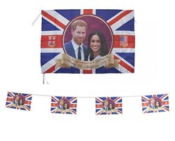 Pms Royal Wedding Party Harry & Meghan Large Bunting & Flag Decoration Accessory Set