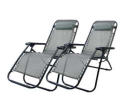 Sun Lounger Gravity Recliner Camping Chair - 2 Pieces