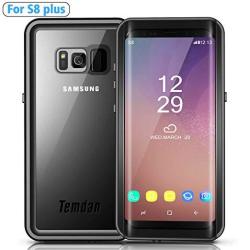 Temdan Galaxy S8 Plus Waterproof Case With Kickstand And Floating Strap Up To 33FT 10M Waterproof Case For Samsung S8+ Plus 6.2INCH --black Black