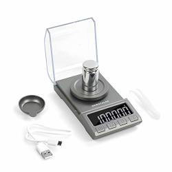 50g/1.7637oz High Precision Digital Milligram Scale, 0.001g /0.0001oz  Accuracy, Portable Jewelry Scale Digital Weight with Calibration Weights