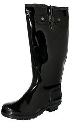 Women's Rubber Waterproof Rain Boots 15 1 2 Inches 8 Black