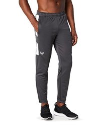 Amazon Brand - Peak Velocity Men's Trackster Athletic-fit Pant Asphalt Grey white Large