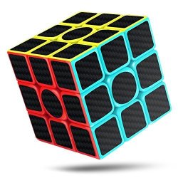Rubik's Cube Magic Cube Speed Cube 3D Puzzles Cube Carbon Fiber 3X3X3 Enhanced Version Speed Cube Toys Games Kids 5.6CM Black