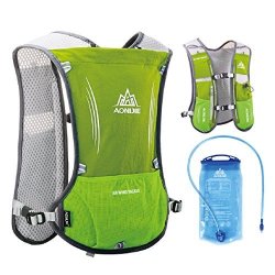 Triwonder 5L Marathoner Running Race Hydration Vest Hydration Pack Backpack Light Green - With 1.5L Water Bladder
