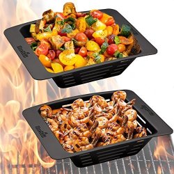 Char-broil 2 Pack Nonstick Grill Pan With Holes For Vegetables Bbq Outdoor Stovetop Basket