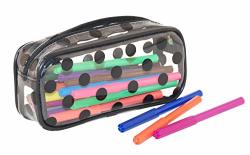 Everything Mary Clear Polka Dot Marker Pen Pencil Pouch - Clear Storage Pouch Organizer Storage For Pens Pencils Crayons Markers Erasers - For Office