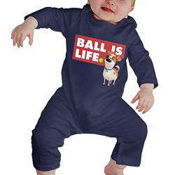 Fengze Baby Boy Girl Crew Neck Long-sleeve Bodysuit The Secret Life Of Pets Ball Is Life Funny Crawling Clothes Navy 40