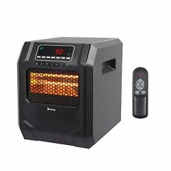 Infrared Space Heater Electric Fireplace Heater With Remote Control & Adjustable Thermostat Black HT-1188