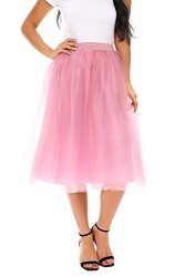 FISOUL Women's Skirt A Line Short Knee Length Tutu Tulle Prom Party Skirt