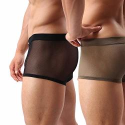 CHICTRY Men's Translucent Drawstring Boxer Briefs Shorts Breathable Mesh Swim Trunks Underwear