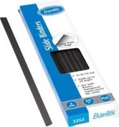 Bantex B2253 A4 Slide Grips 3MM Black 20 Pack