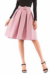 Hanlolo Women Teengirls School Skirts Cute High Waisted A Line Midi Skirt Knee Length Pink